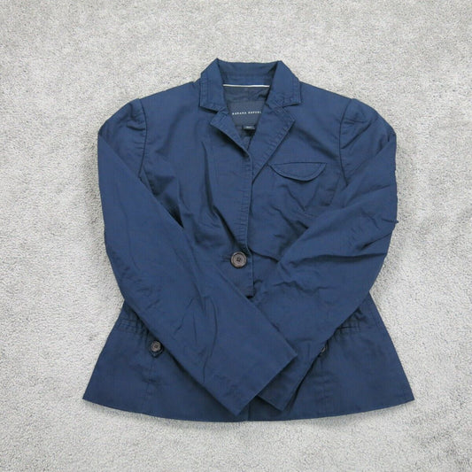 Banana Republic Womens Blazer Coat Front Button Long Sleeves Pockets Blue SZ 0P