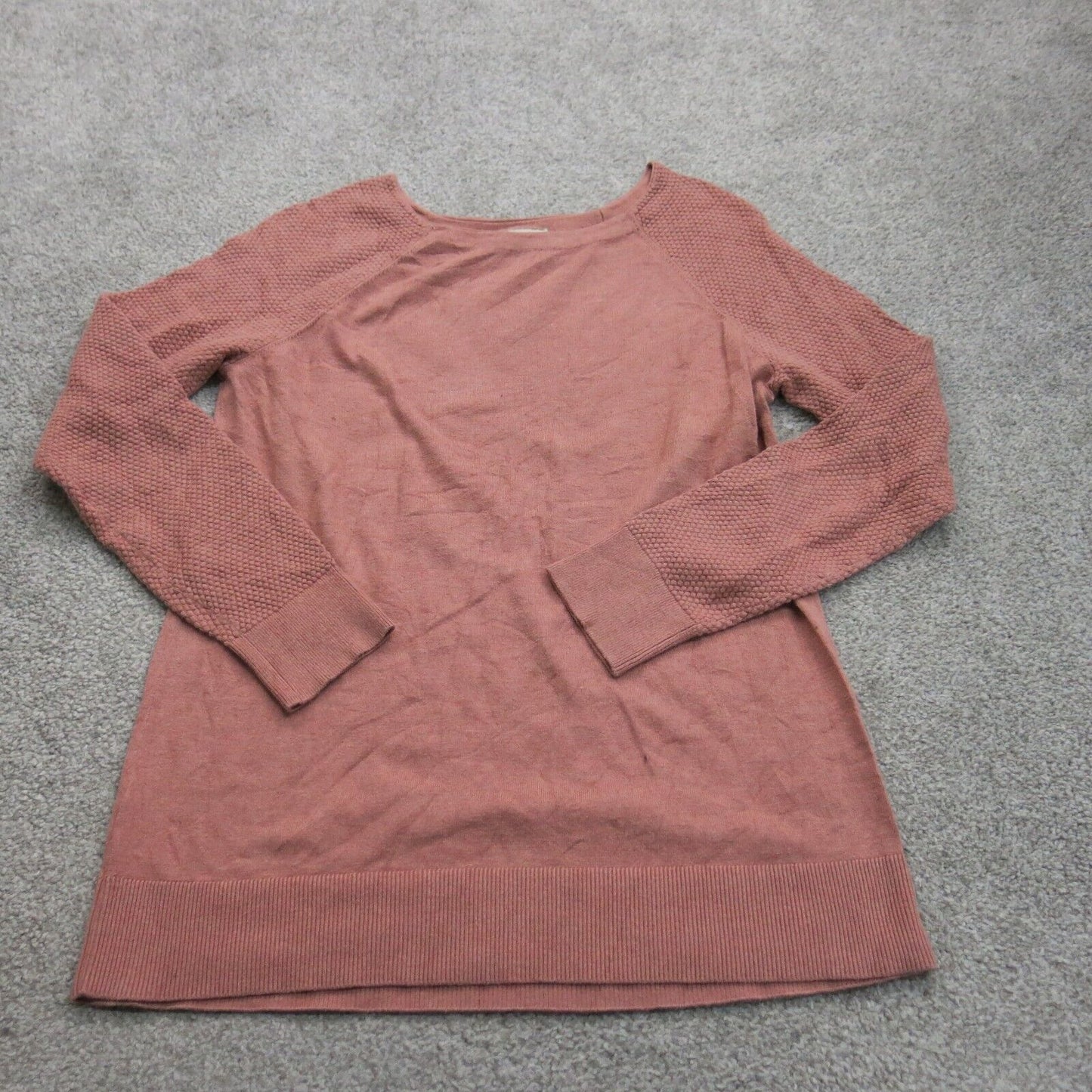 Loft Womens Pullover Knitted Sweater Long Sleeve Boat Neck Pink Size Large