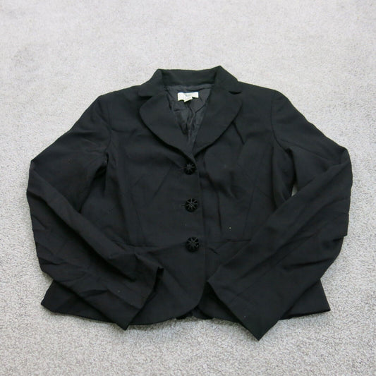 Ann Taylor Loft Women Blazer Coat Single Breasted Long Sleeve Pockets Black SZ 6
