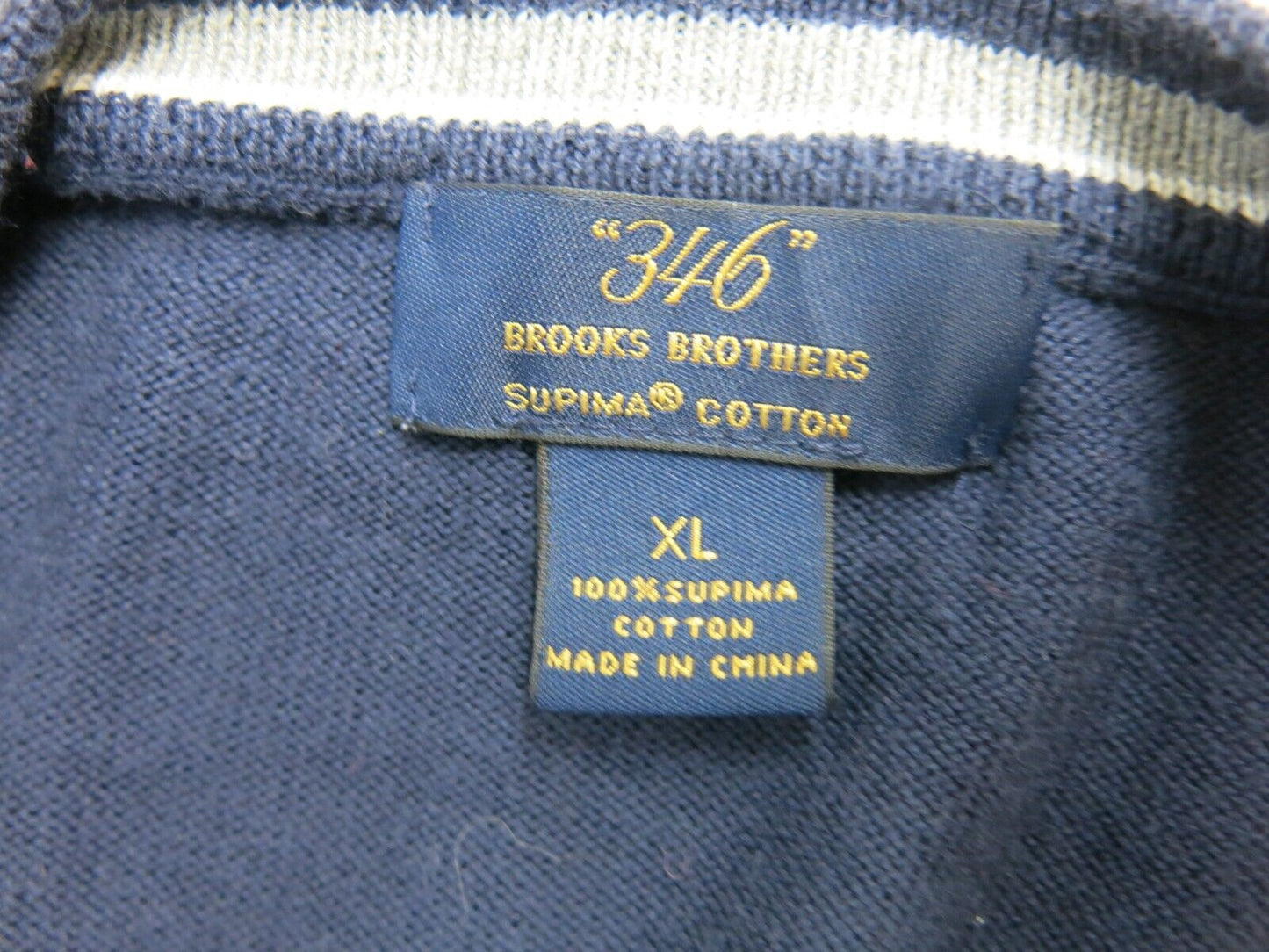 Brooks Brothers Mens Pullover Sweatshirt V Neck Long Sleeves Blue Size XL