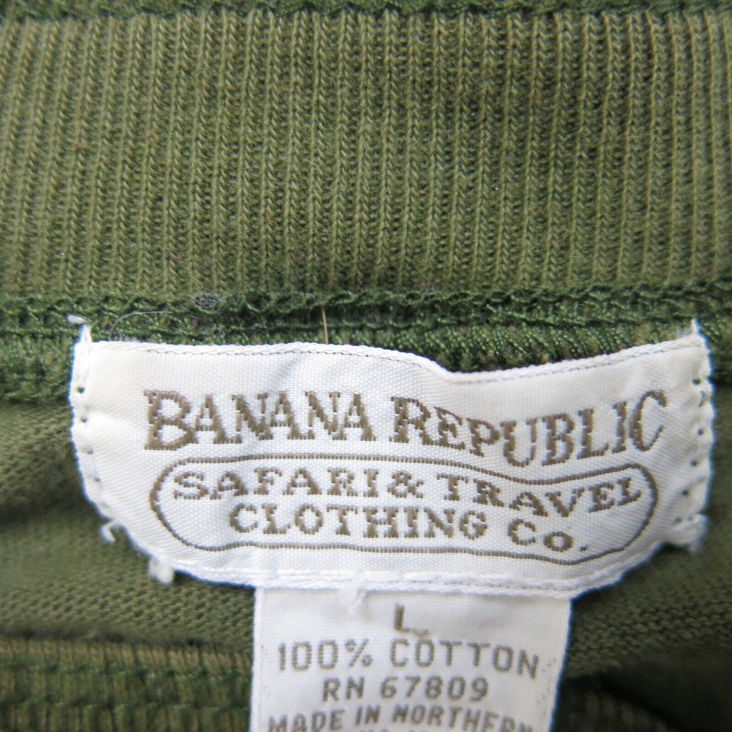 Banana Republic Men Pullover Sweatshirt Crew Neck Long Sleeve 100%Cotton Green L