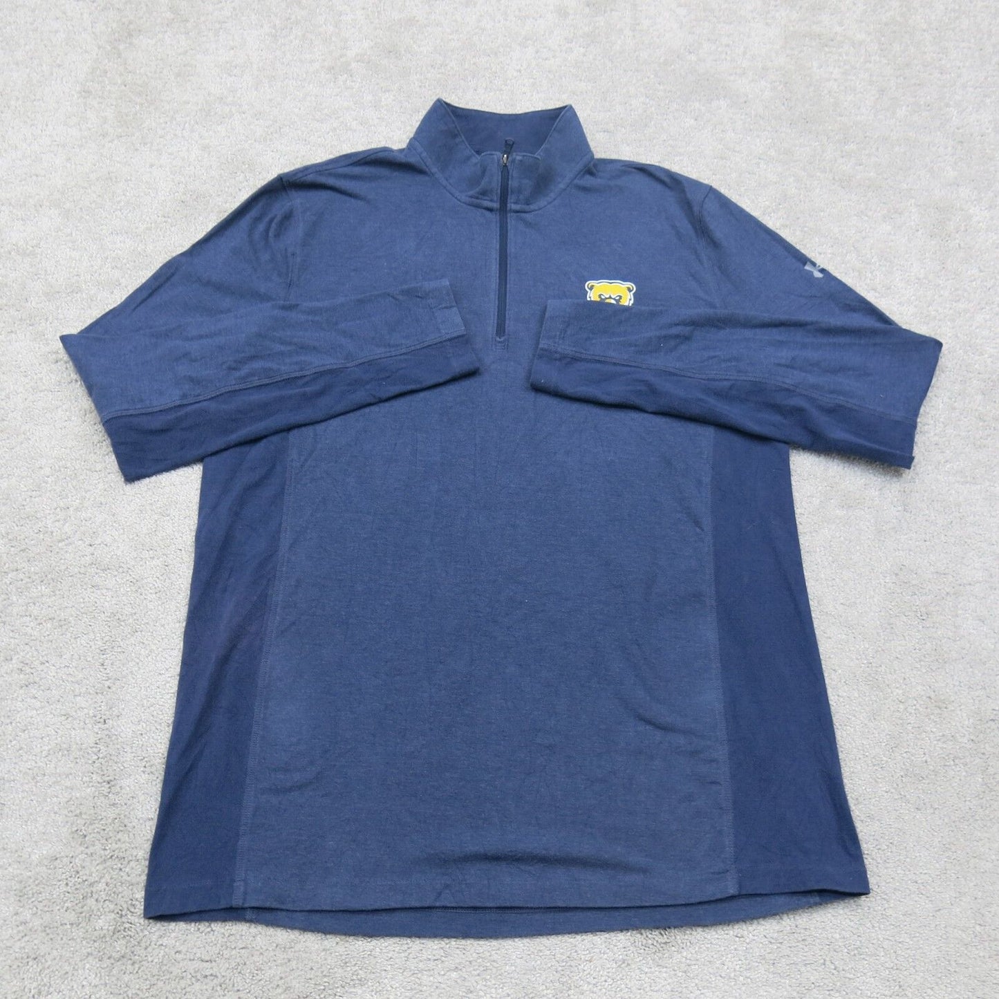 Under Armour Mens Activewear Top 1/4 Zip Long Sleeves Loose Fit Blue Size Large