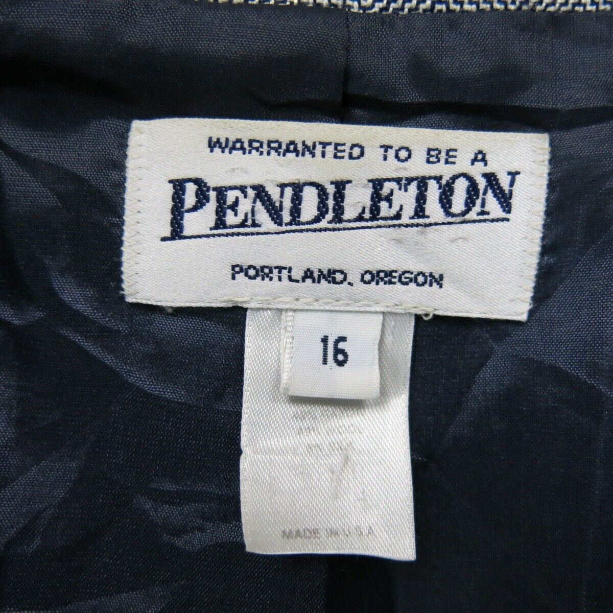 Pendleton Womens Blazer Coat Jacket Single Breasted Long Sleeves Gray Size 16