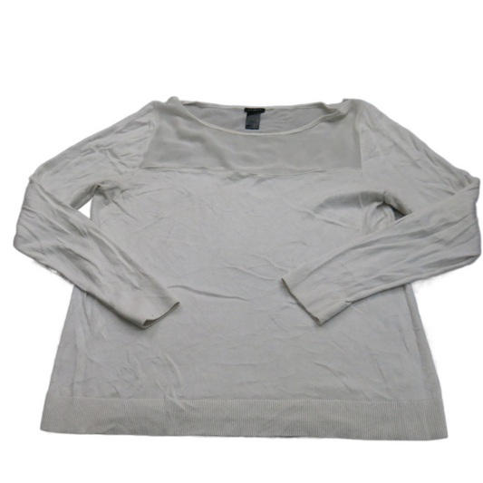Ann Taylor Womens Blouse Top Crew Neck Long  Sleeves Off White Size X Large