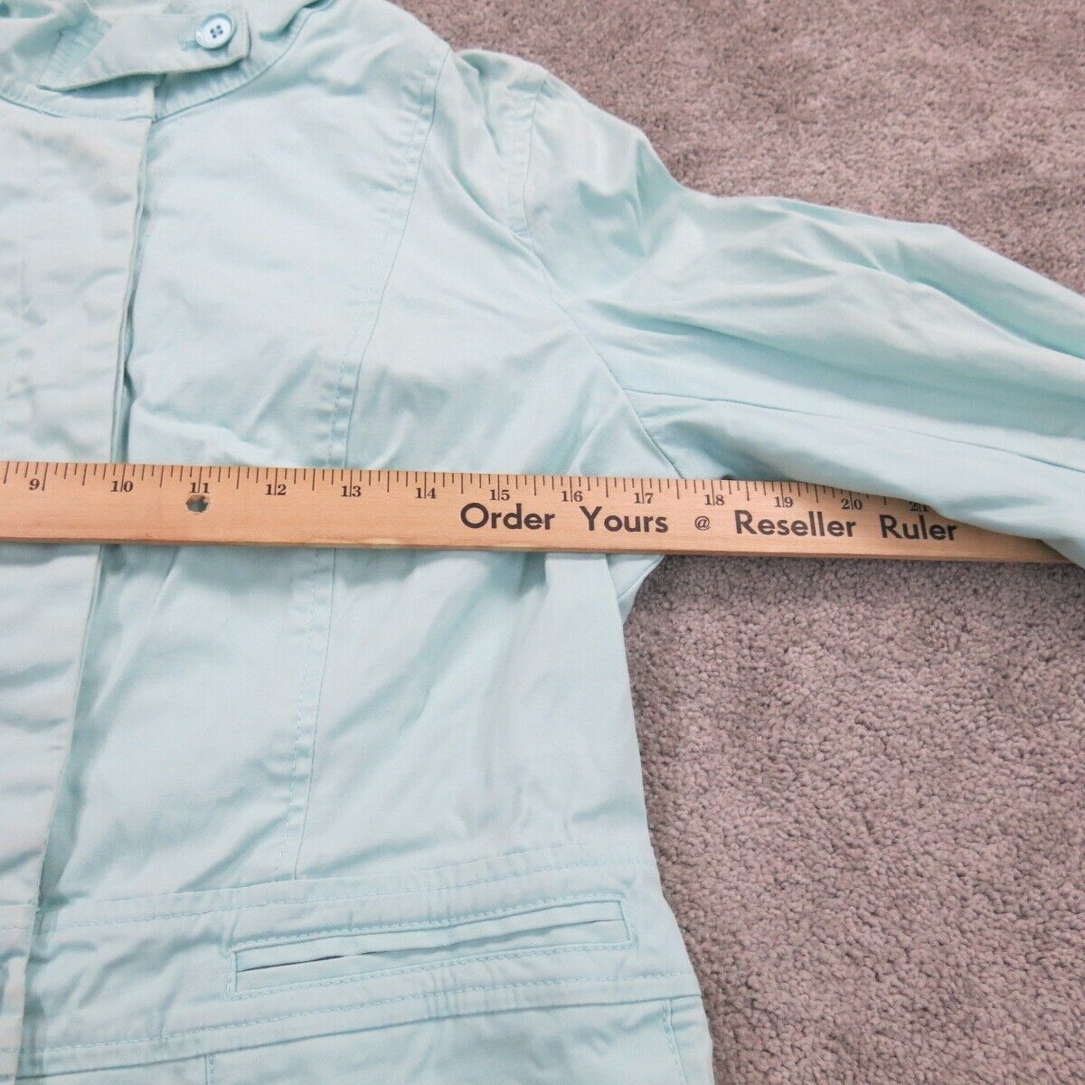 Talbots Womens Button Up Shirt Jacket Long Sleeves Pockets See Blue Size 10