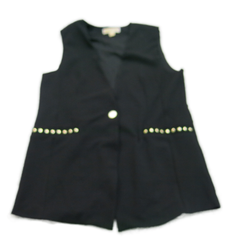Michael Kors Womens Vest Coat jacket One Button Pockets Black Size Large