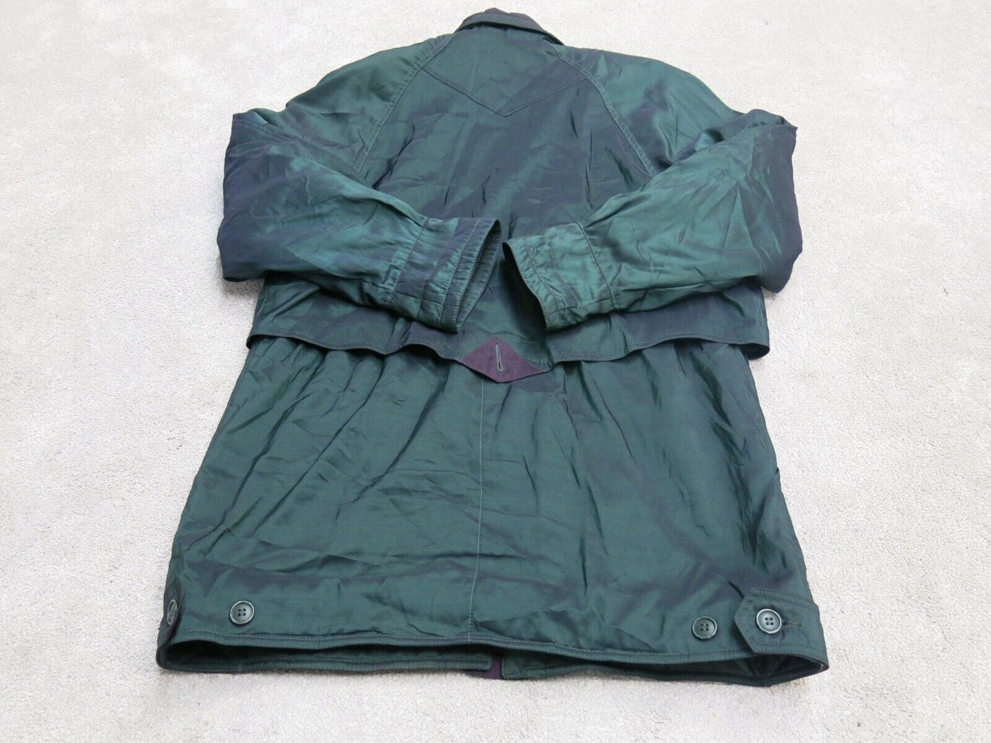Forecaster Men Windbreaker Jacket Coat Front Button Long Sleeve Green Size Small