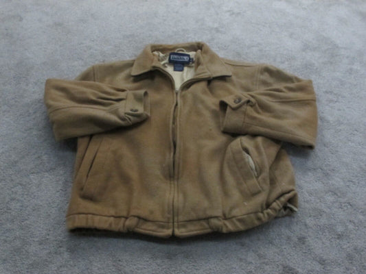 Lands End Womens Blouson Jacket Full Zip Up Long Sleeve Wool Brown Size Large