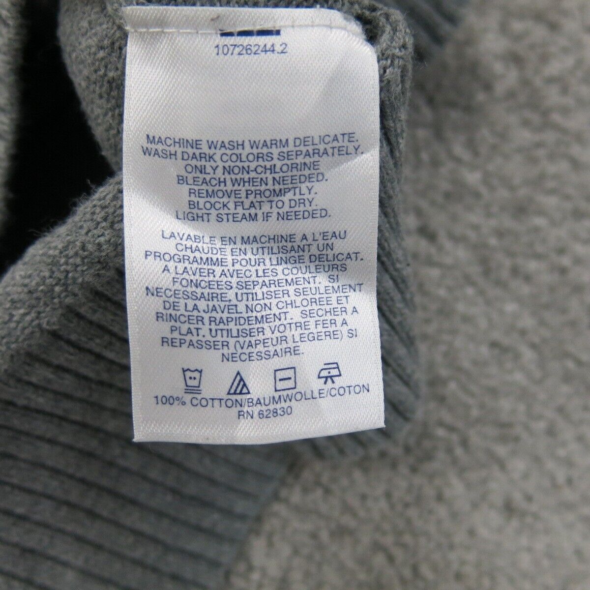 Lands End Mens Pullover Sweater Knitted Long Sleeve Mock Neck Gray Size Large