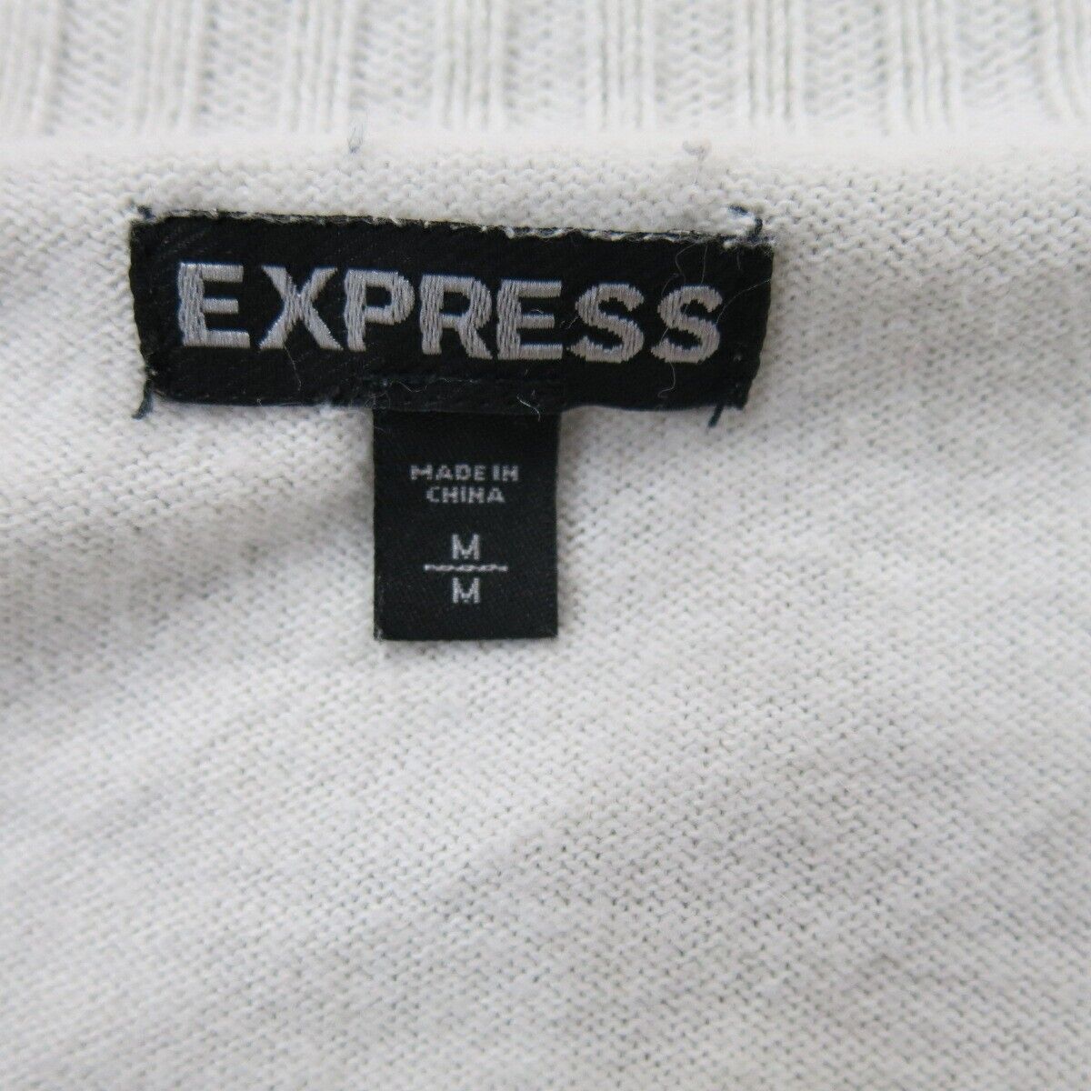 Express Womens Pullover Sweater Knitted V Neck Long Sleeves White Size Medium