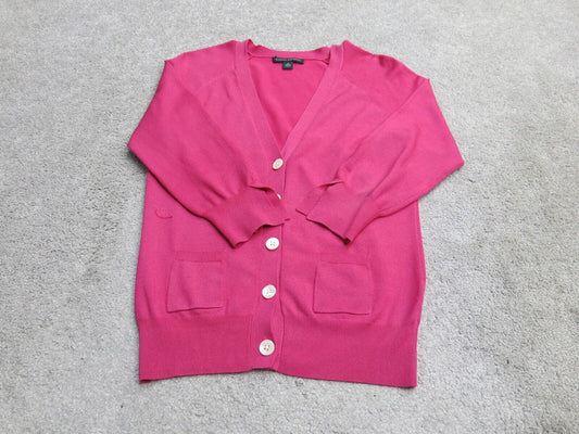 Banana Republic Womens Cardigan Sweater Knitted 3/4 Sleeve Pocket Pink SZ Small