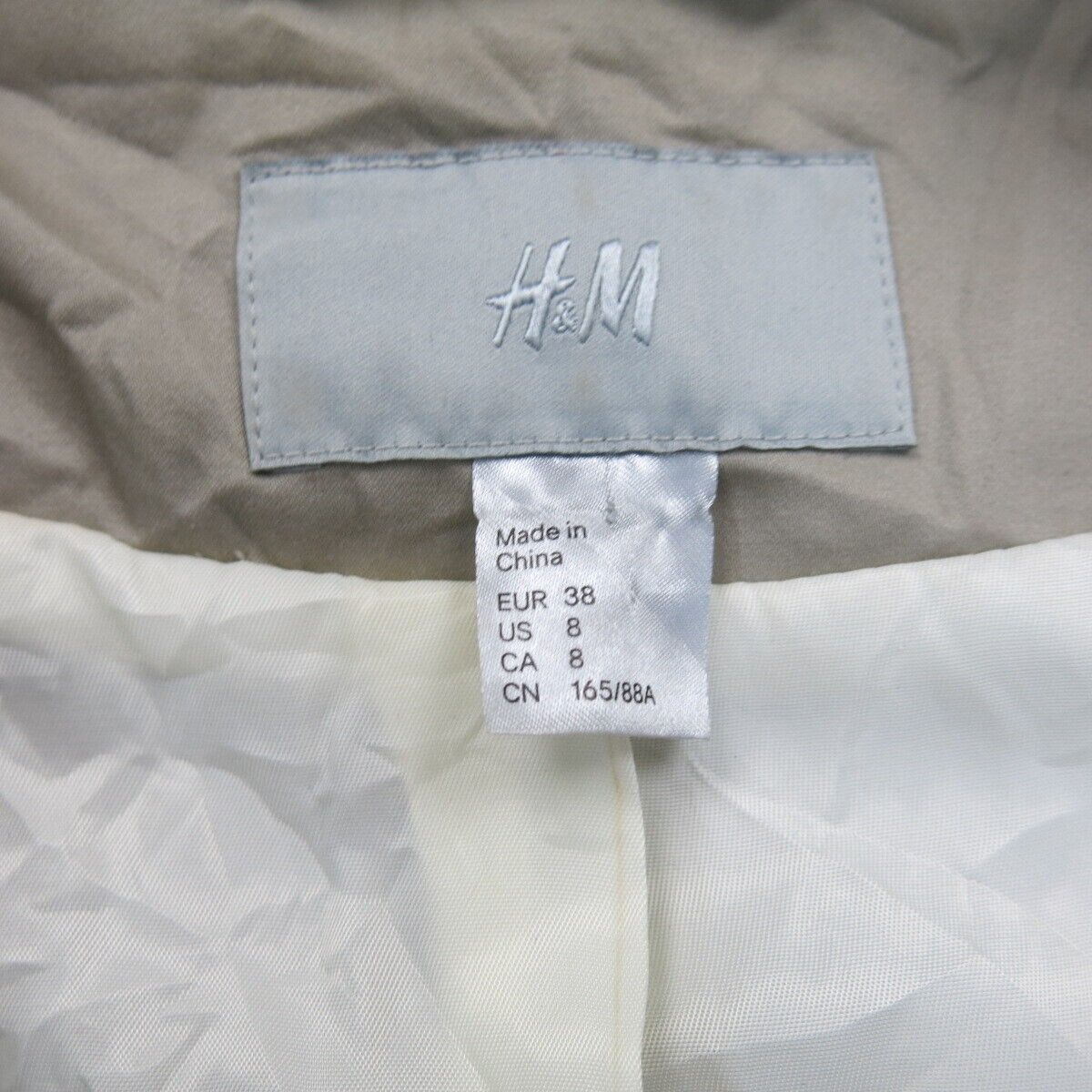 H&M Womens Blazer Coat Single Breasted Long Sleeves Pockets Light Beige Size 8