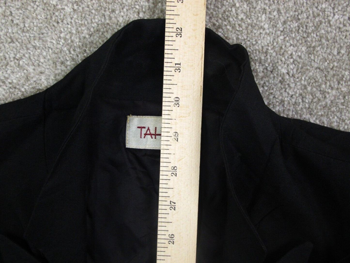 Tahari Womens Pea Coat Long Sleeves Double Breasted Pockets Black Size 14