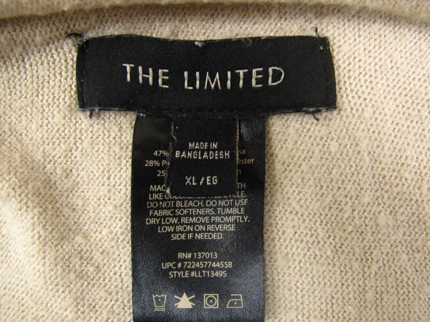 The Limited Women Cardigan Sweater Knitted Long Sleeves Beige Size X Large