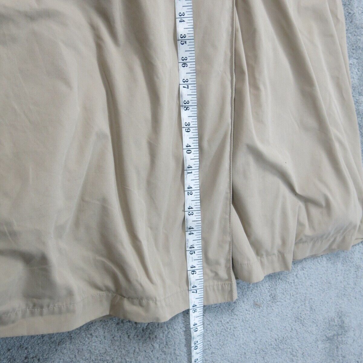 London Fog Mens Trench Coat Double Breasted 3/4 Sleeve Pockets Beige Size 14 Pet