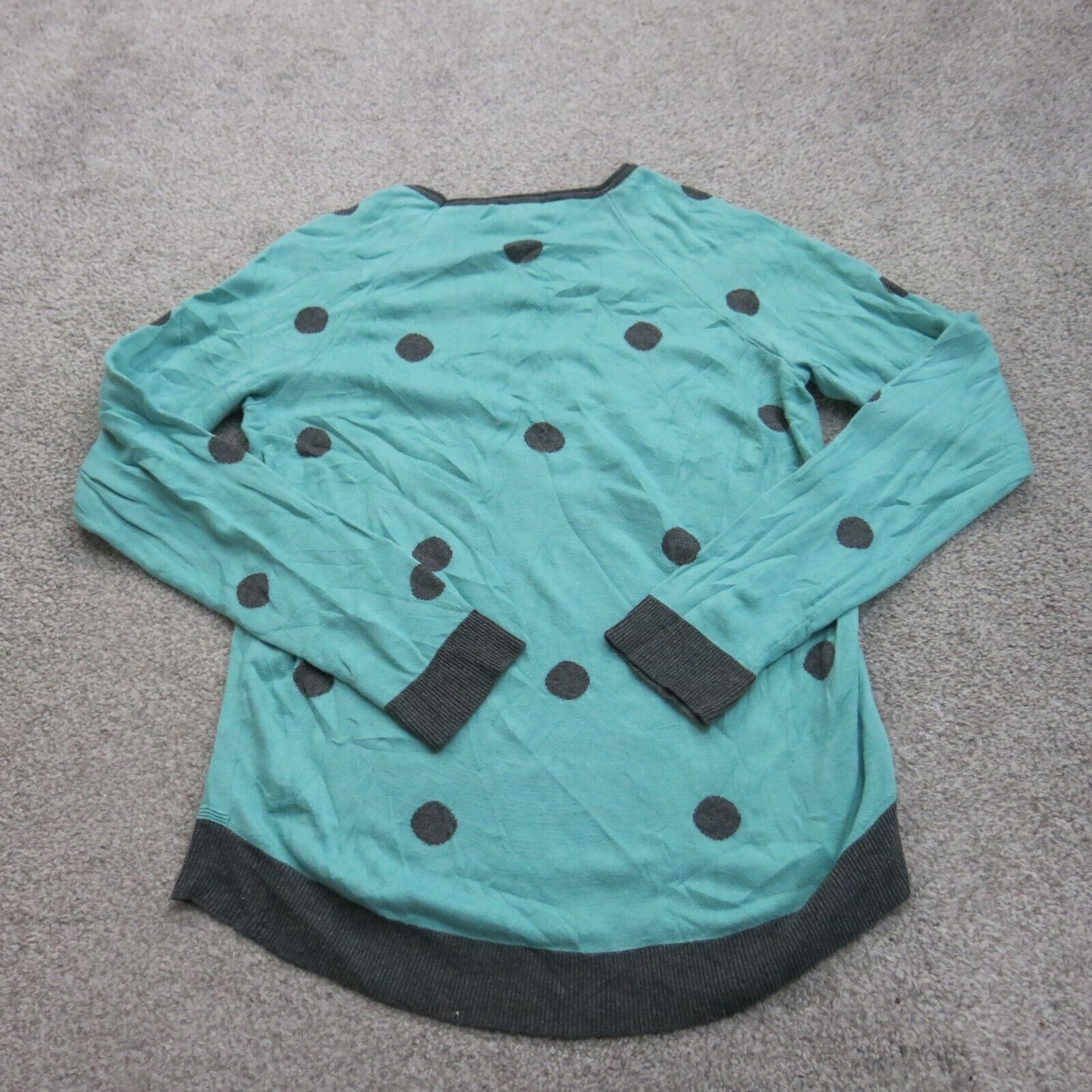 The Limited Womens Pullover Sweater Crew Neck Polka Dots Aqua Blue Size XS