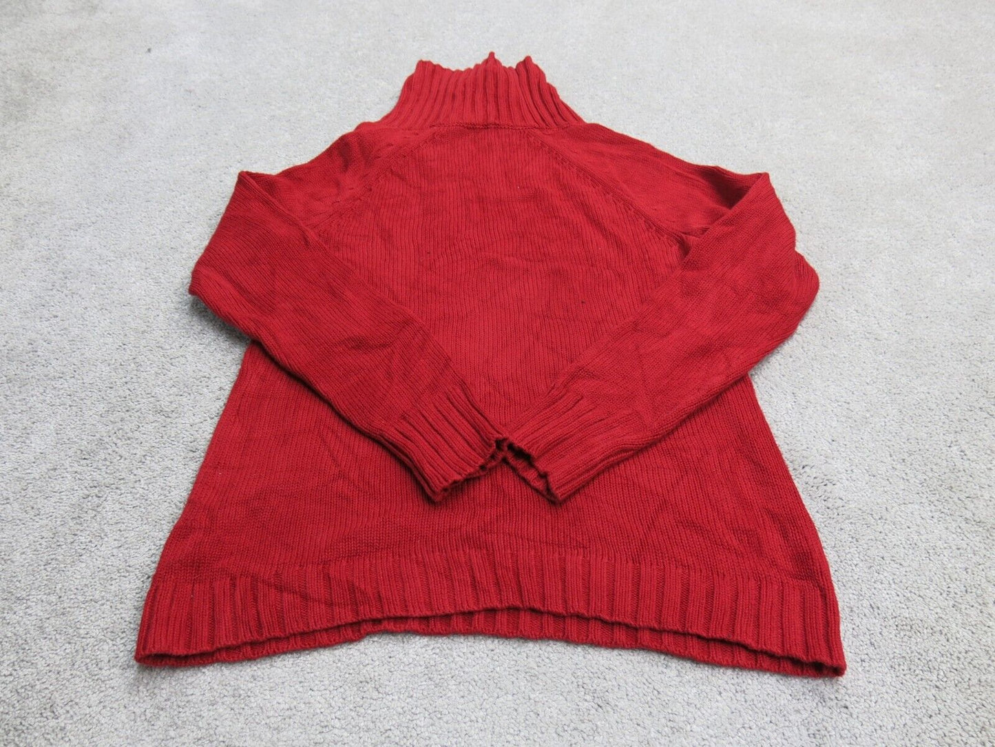 Talbots Women Pullover Knitted Sweater High Neck Long Sleeves Red Size Small