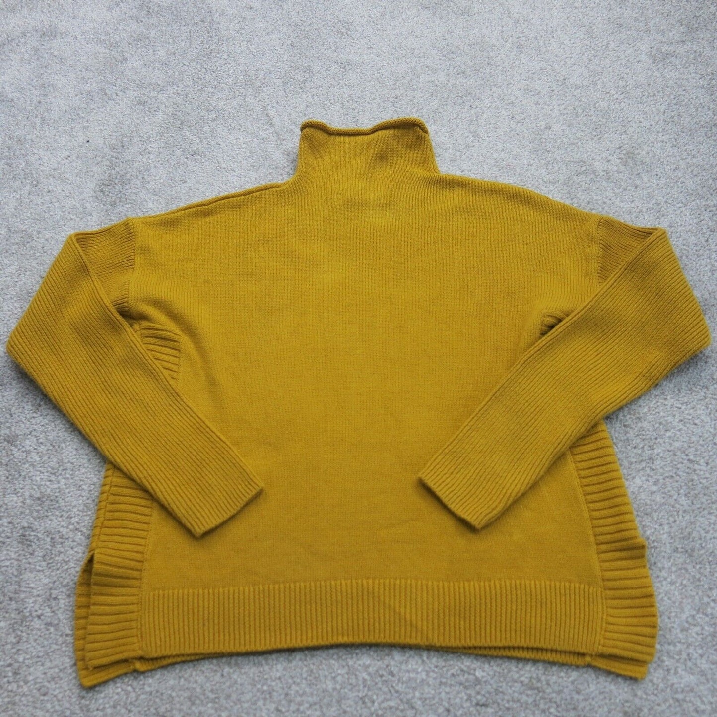 Tahari Womens Knitted Sweater Long Sleeves Mock Neck Mustard Yellow Size Medium