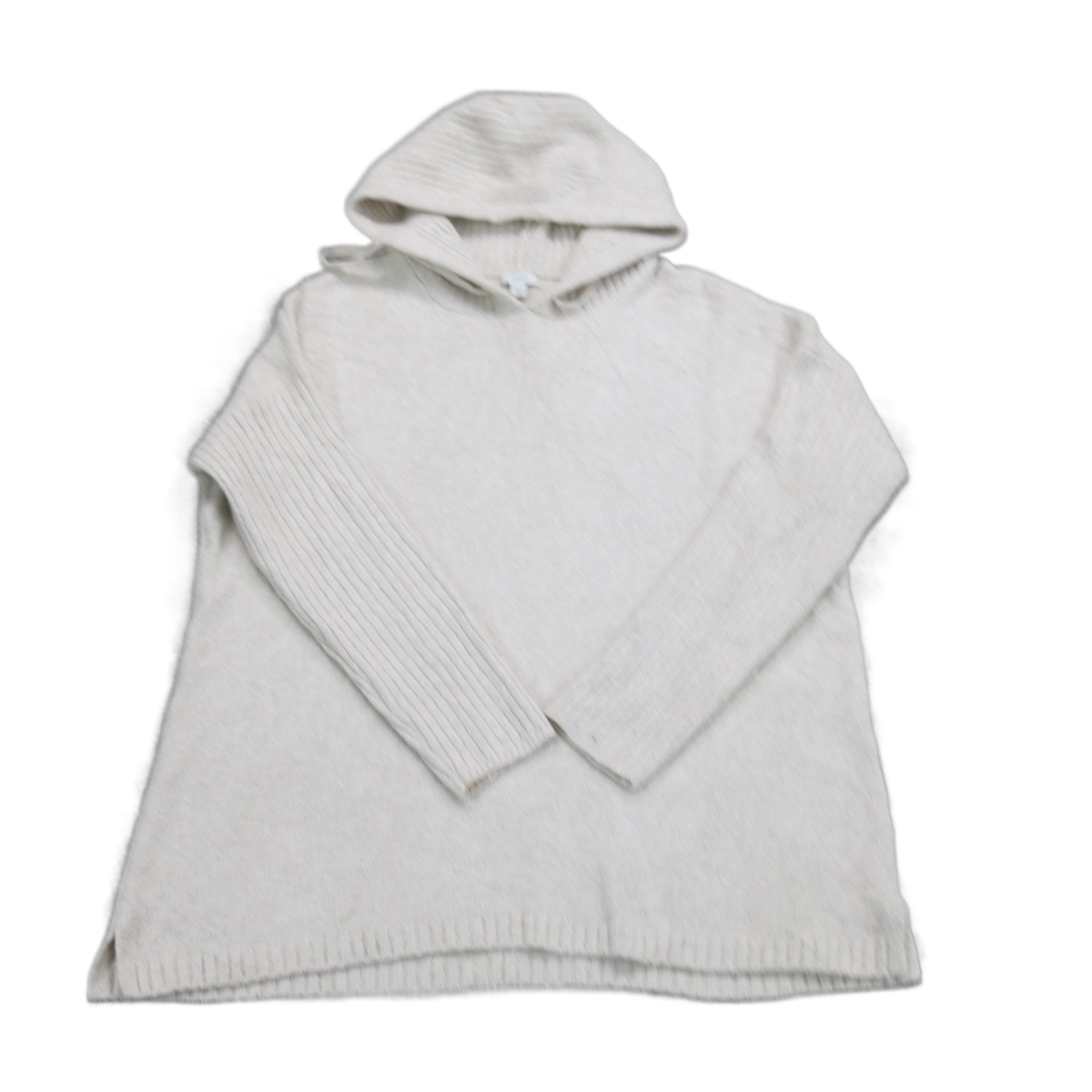 Pure Jill Womens Hoodie Sweater Knitted Long Sleeve Off White Size Medium