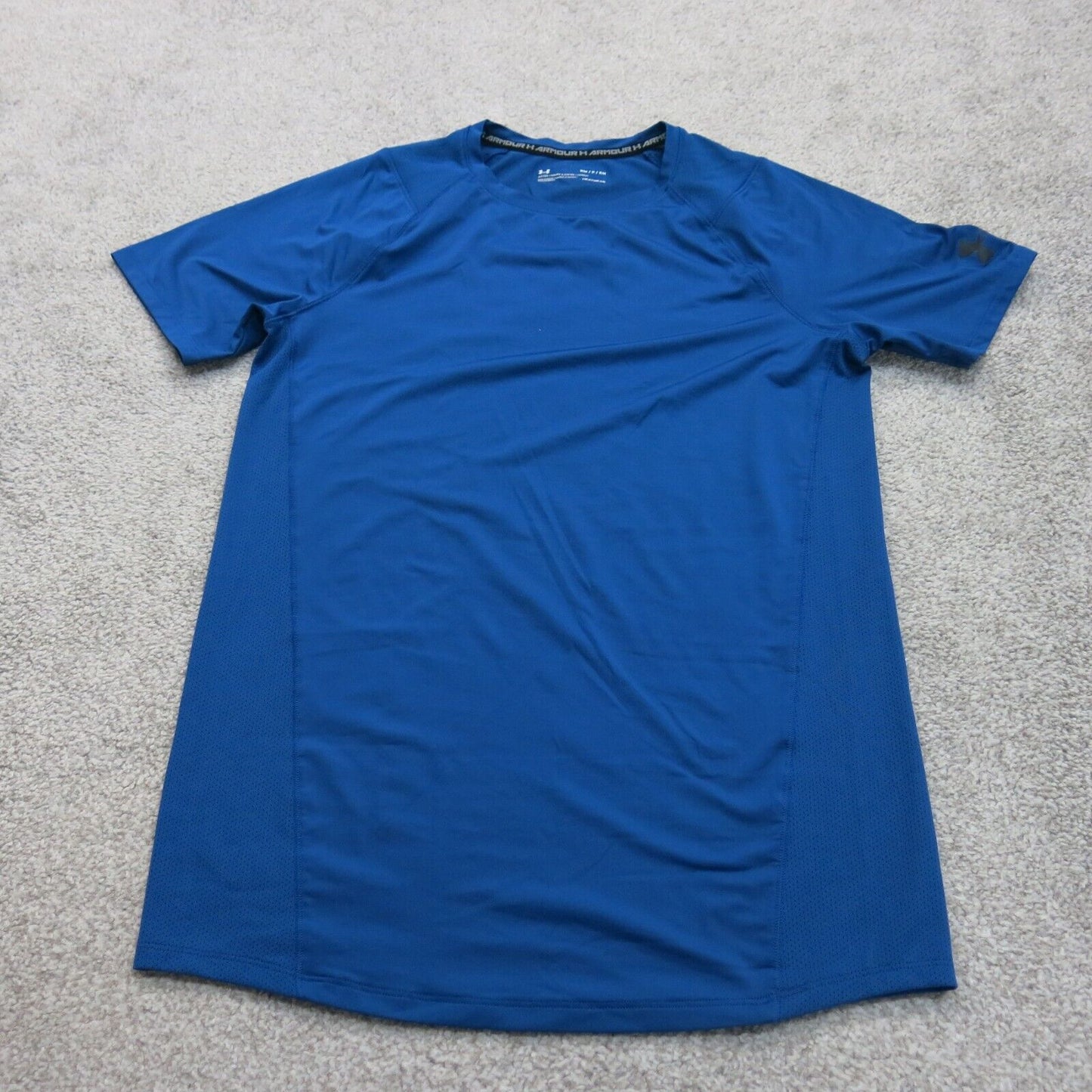 Under Armour Mens Heat Gear Pullover T Shirt Crew Neck Short Sleeve Blue Size S