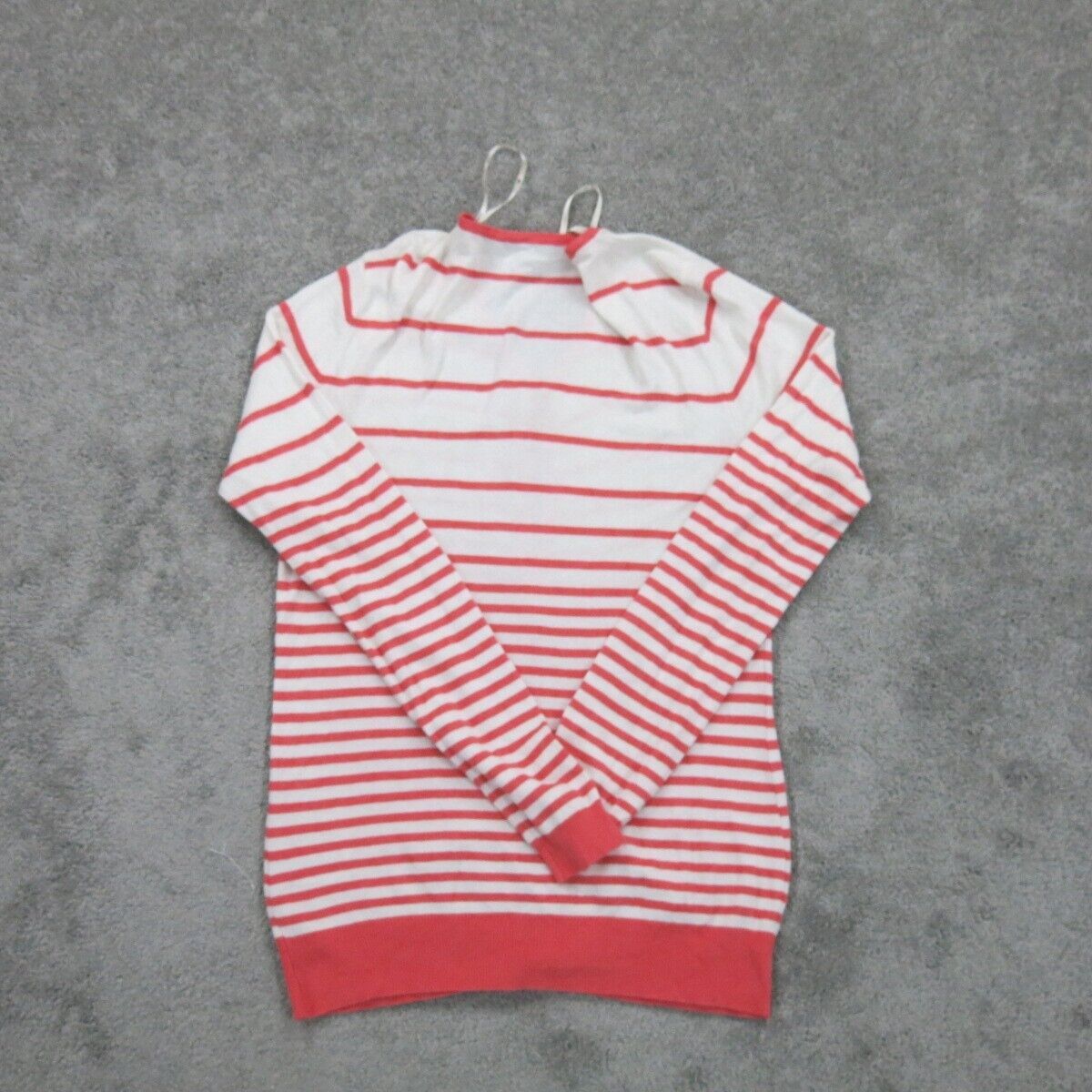 Forever 21 Womens Cardigan Sweater Striped Long Sleeve White Pink Size Medium