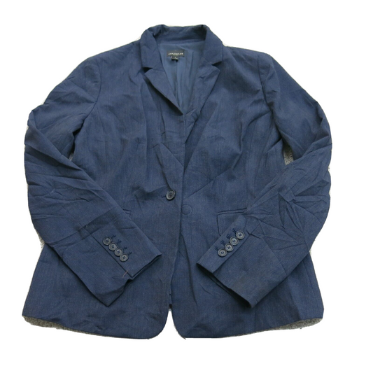 Ann Taylor Womens Blazer Coat Single Breasted Long Sleeve Pockets Blue Size 6