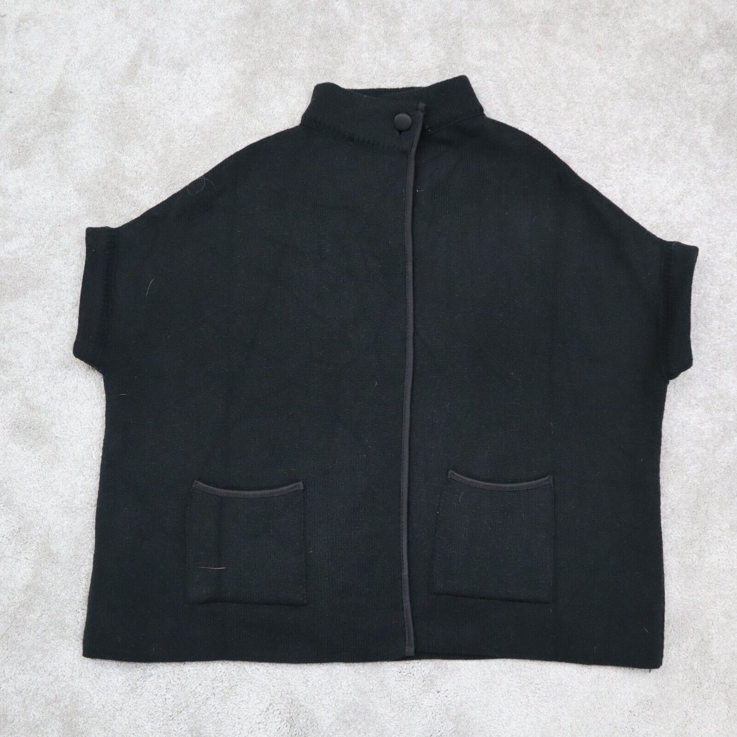 NWT Lauren Conrad Womens Cardigan Knit Sweater Cap Sleeve Pockets Black One Size