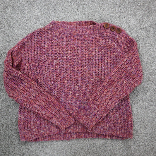 J. Crew Womens Pullover Sweater Knitted Long Sleeves Shoulder Button Red Blue S