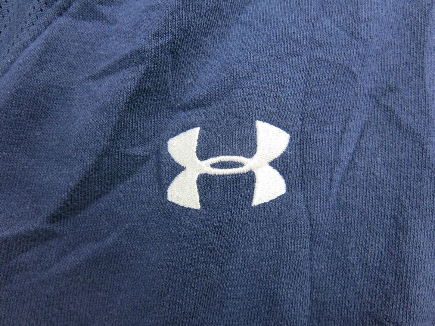 Under Armour Mens Sweater 3/4 Zip Up Sweatshirt Mock Neck Loose Fit Logo Blue SM