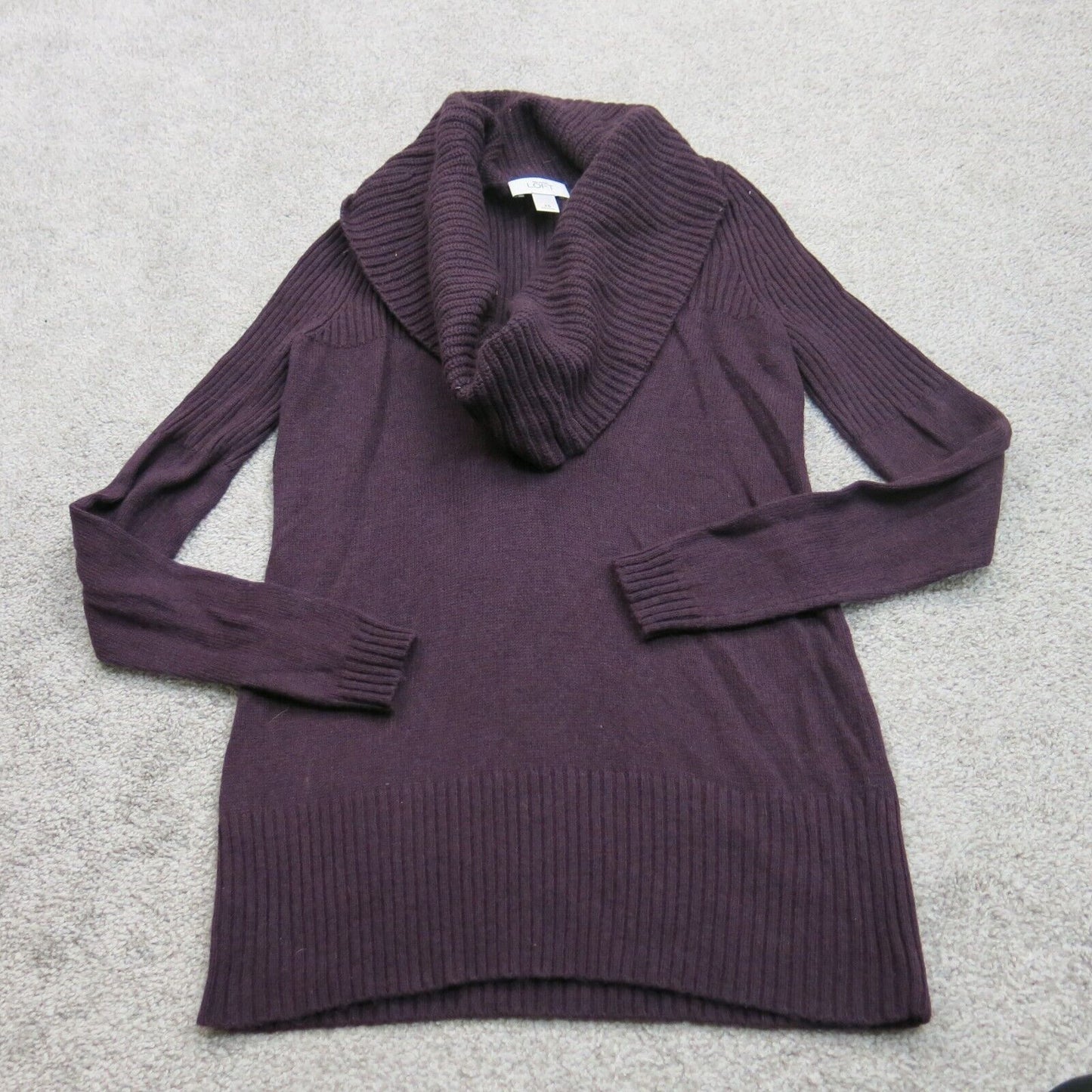 Ann Taylor Loft Women Knitted Pullover Sweater Long Sleeve Cowl Neck Purple XS