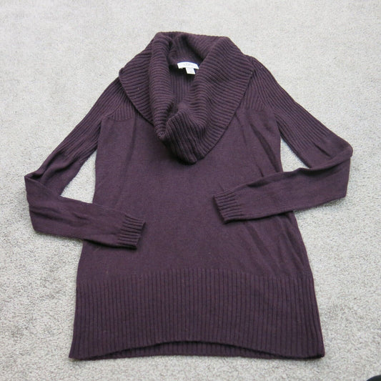 Ann Taylor Loft Women Knitted Pullover Sweater Long Sleeve Cowl Neck Purple XS