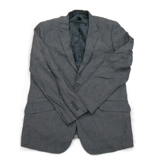 H&M Mens Blazer Coat Single Breasted Long Sleeves Pockets Black Size 44 Regular