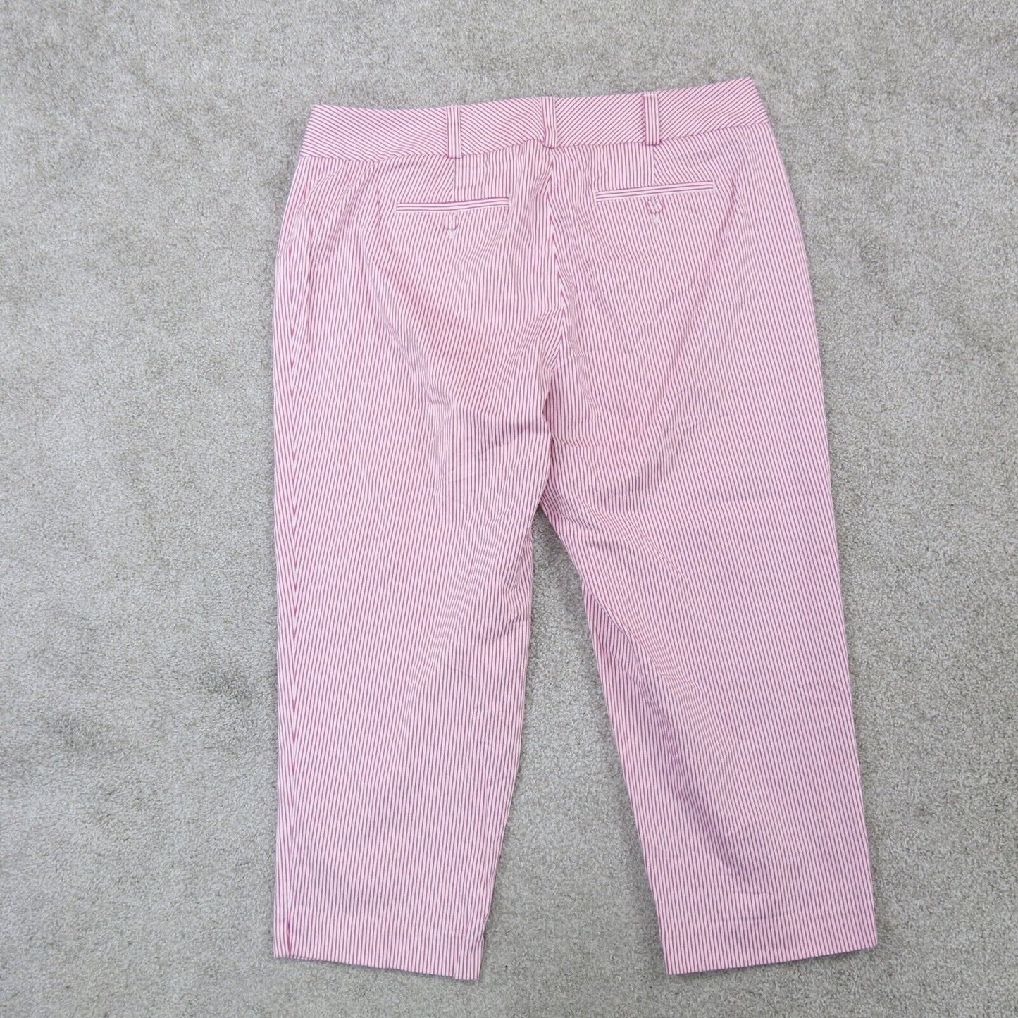 Talbots Womens Pant Cropped Mid Rise Heritage Striped Pink White Size 14