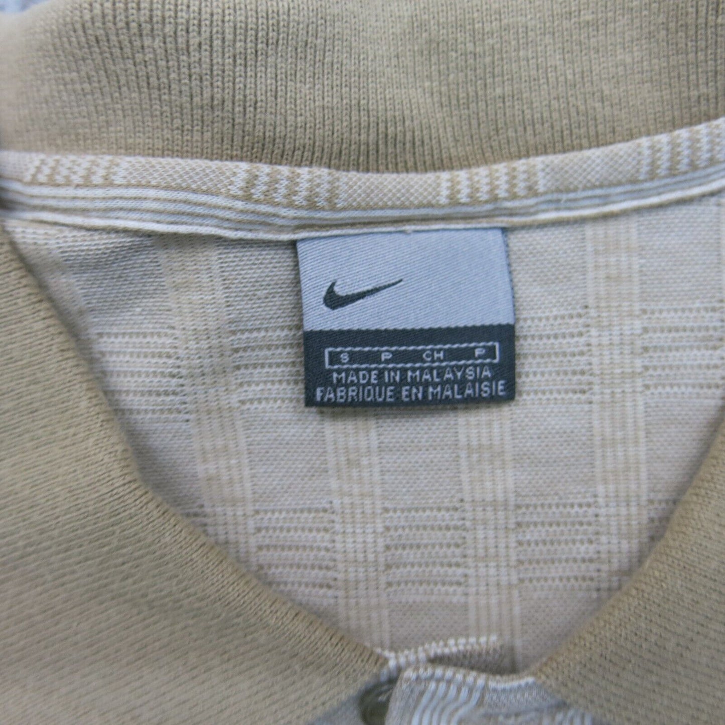 Nike Mens Polo Shirt Short Sleeves Side Slit Front Button Beige Size Small