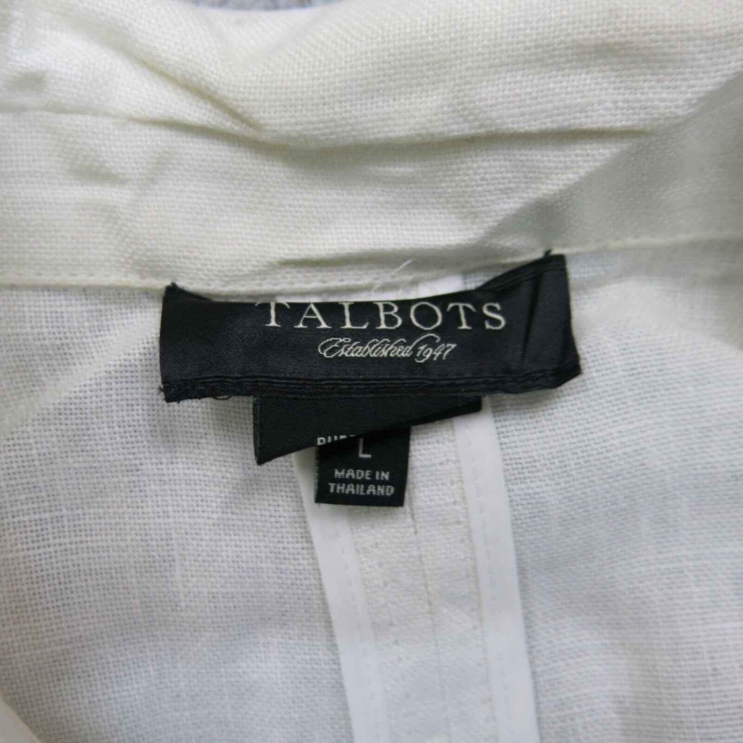 Talbots Womens Blazer Coat Open Front Long Sleeve Pockets White Size Large