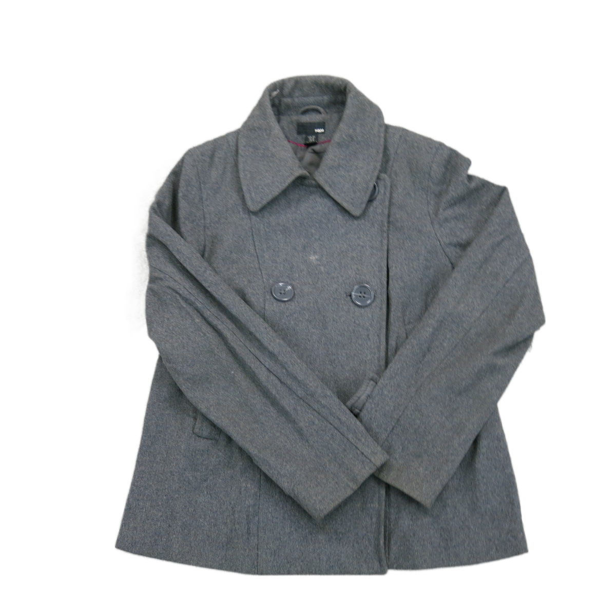 H&M Womens Pea Coat Jacket Tie Waist Long Sleeves Pockets Black Size US 16