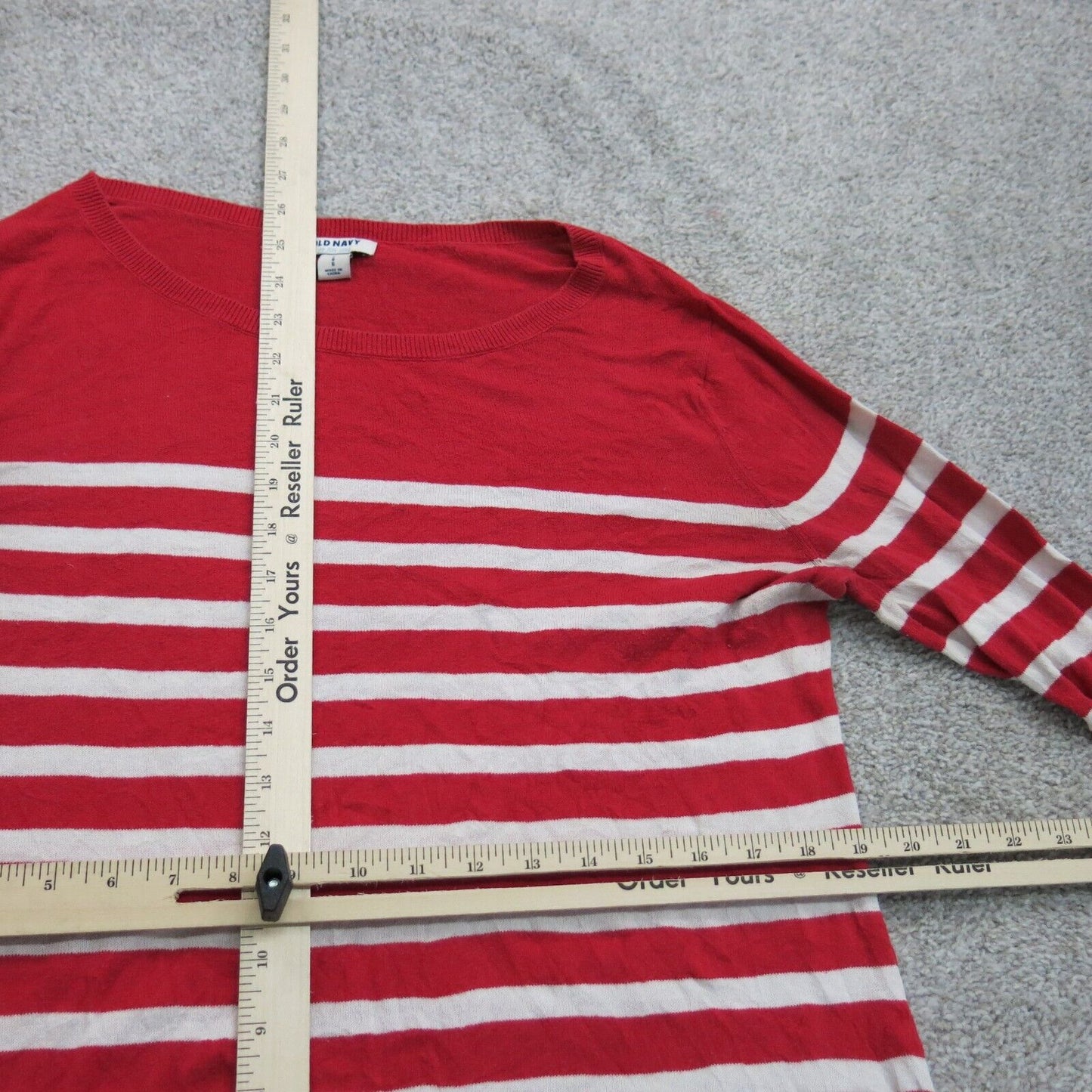 Old Navy Womens Pullover Striped Sweater Boat Neck Long Sleeves Orange Size L