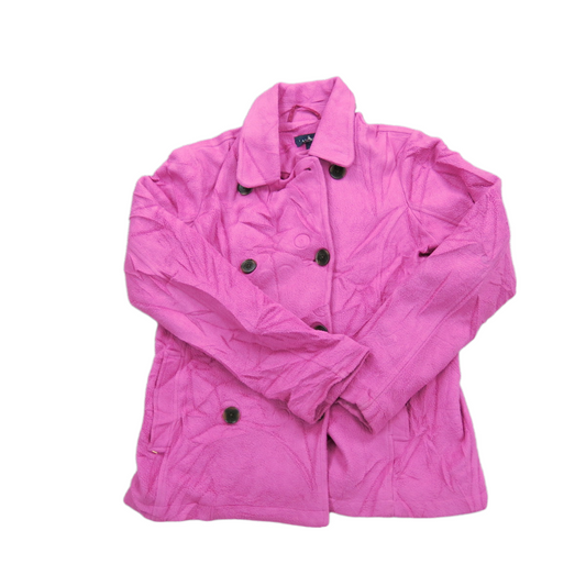 Lands End Womens Pea Coat Double Breasted Long Sleeve Pockets Pink Size Small