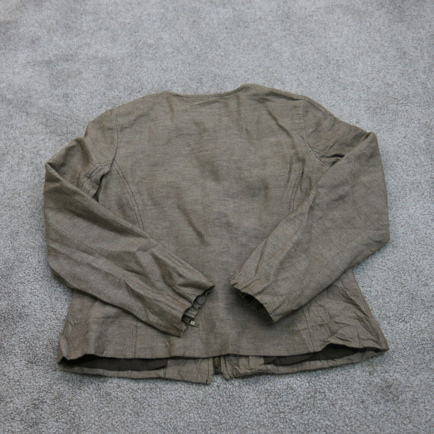 Isaac Mizrahi Women Scrub Jacket Full Zip Up Long Sleeve Pockets Gray Size Large
