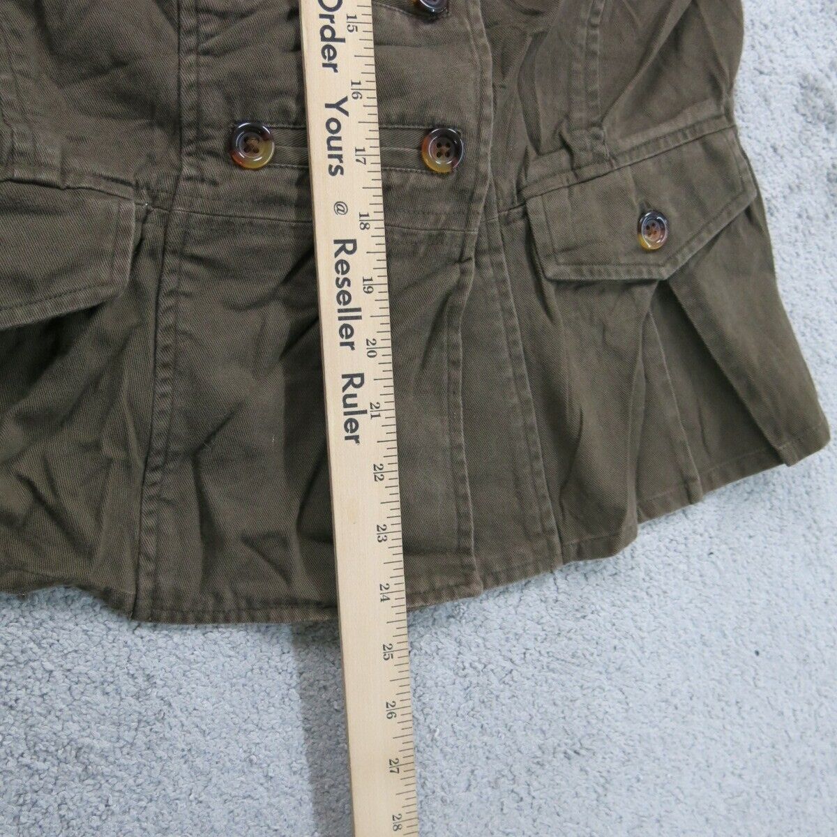 Mossimo Women Pea Coat Double Breasted Long Sleeve Pockets Dark Olive Green SZ L