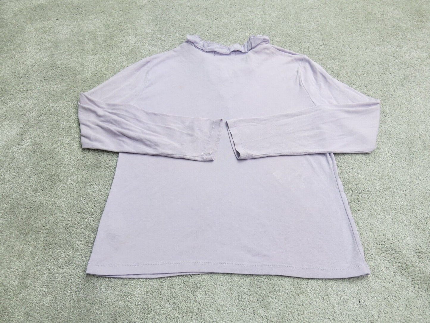 Ralph Lauren Womens Blouse Top Ruffle Neck 100% Cotton Light Purple Size Medium