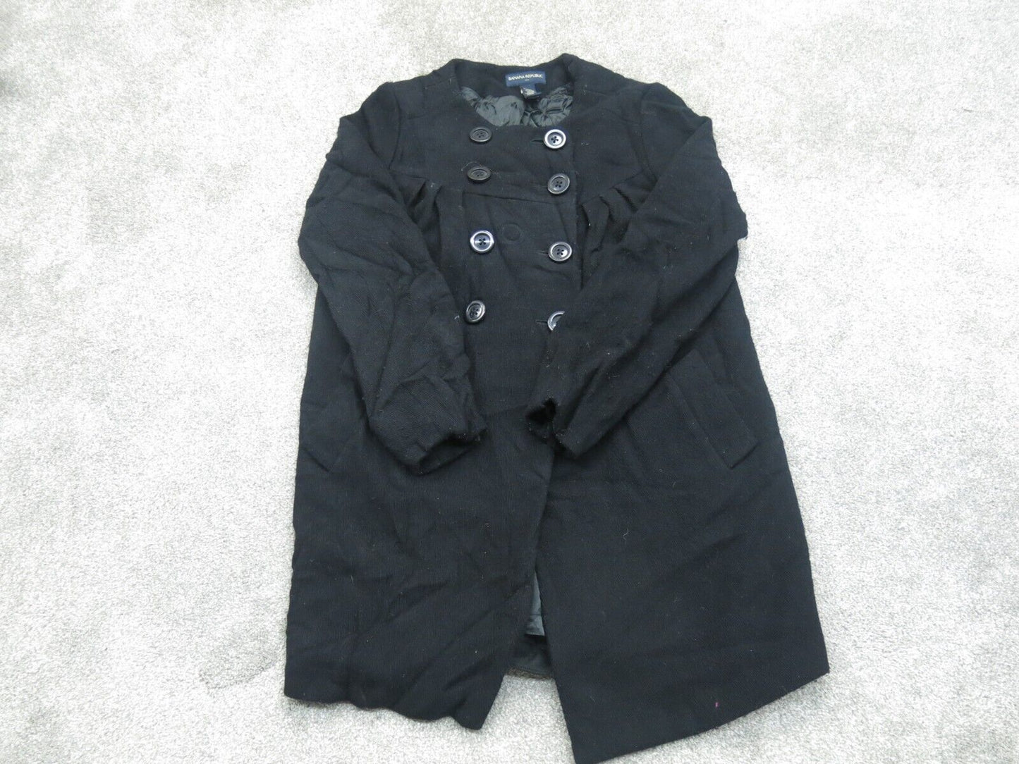 Banana Republic Womens Blazer Coat Double Breasted Pockets Black Size Medium