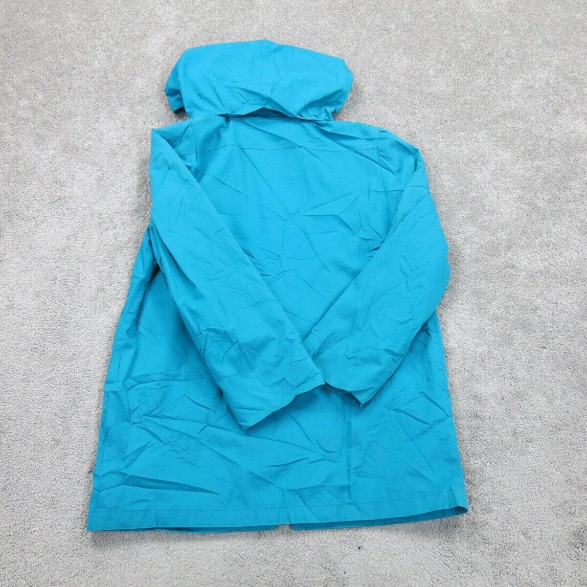 London Fog Womens Hooded Coat Full Zip Long Sleeve Pocket Aqua Blue Size 8 Reg