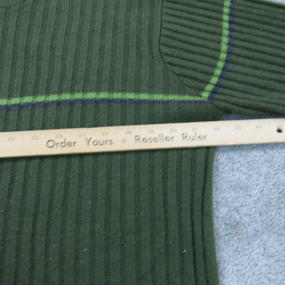 Express Mens Pullover Crew Neck Sweater Knitted Long Sleeves Green Size Large