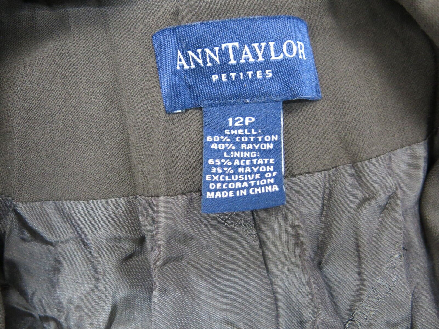 Ann Taylor Women Blazer Coat Single Breasted Long Sleeve Pocket Brown Size 12P