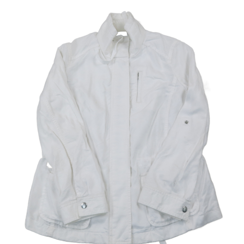 Talbots Womens Blouson Jacket Long Sleeves Mock Neck Pockets White Size Medium