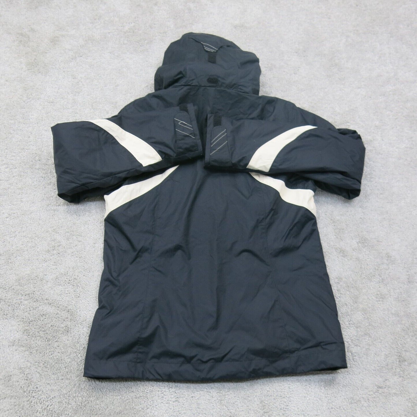 Columbia Womens Hoodie Jacket Full Zip Up Long Sleeves Pockets Black White SZ XS