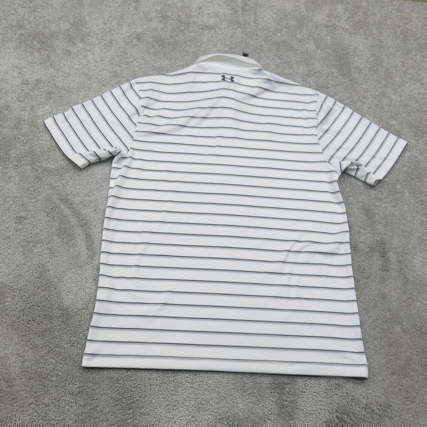 Under Armour Mens Polo Shirt Short Sleeves Striped Heatgear White Black Size MD