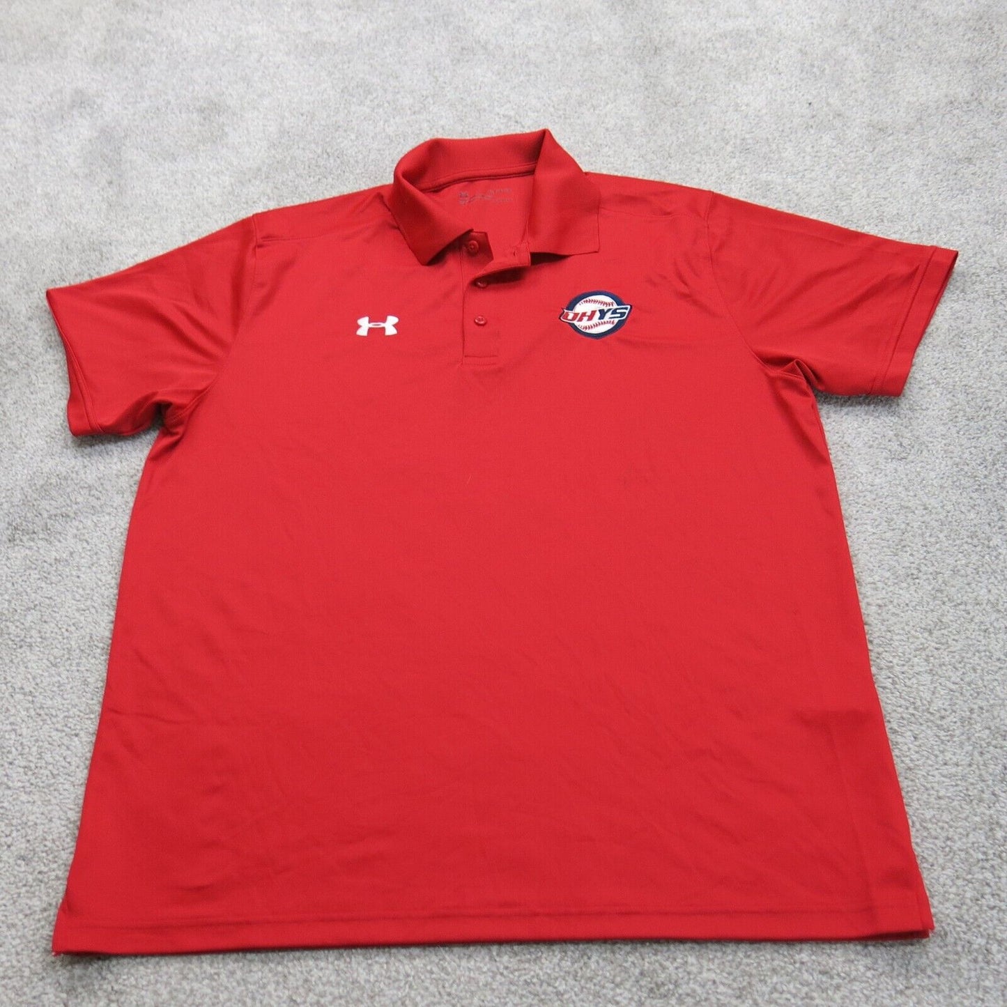 Under Armour Mens Polo Shirt Short Sleeves DHYS Logo Heatgear Red Size X Large