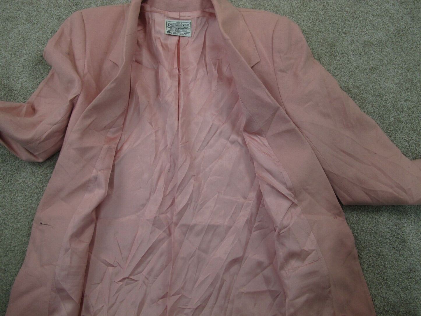 Miss Womens Blazer Coat Single Breasted 100% Virgin Wool Pockets Light Pink SZ 8